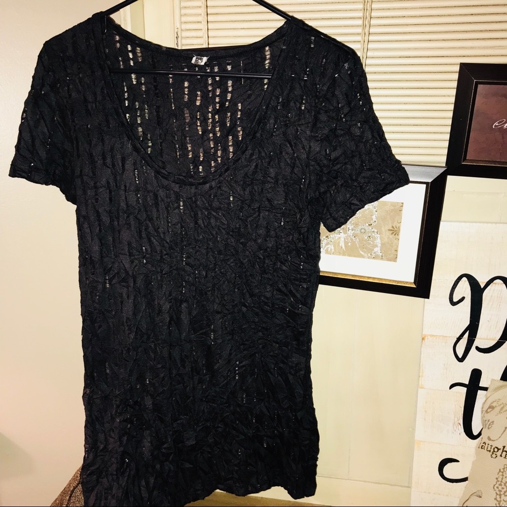 BKE Black burnout destructed knit Top 👓